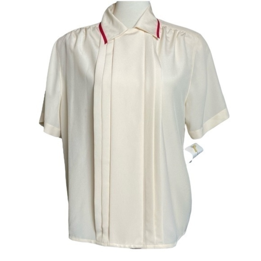 Rena Rowan for SAVILLE Cream Short Sleeved Button Blouse - Size 8